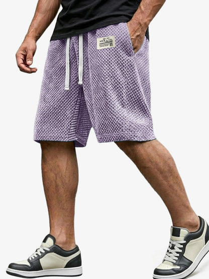 Men's Casual Loose Shorts Textured Embroidered Logo Everyday Wear