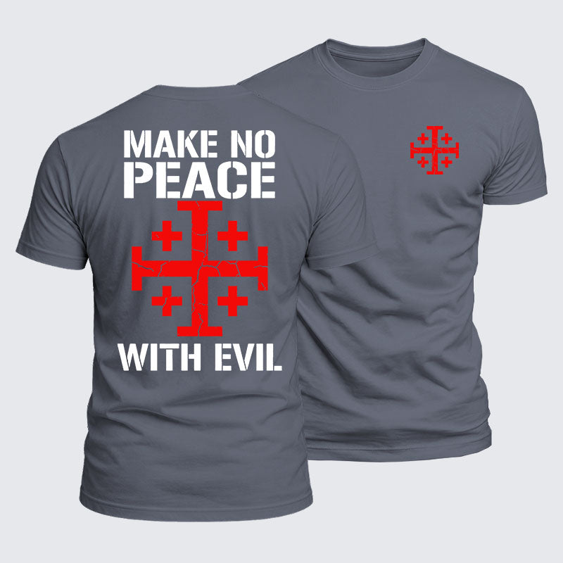Luxe Mercerized Cotton Tee - Make No Peace with Evil Knight Templar Jerusalem Cross