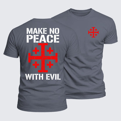 Luxe Mercerized Cotton Tee - Make No Peace with Evil Knight Templar Jerusalem Cross