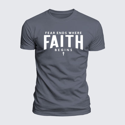 Luxe Mercerized Cotton Tee - Fear Ends Where Faith Begins