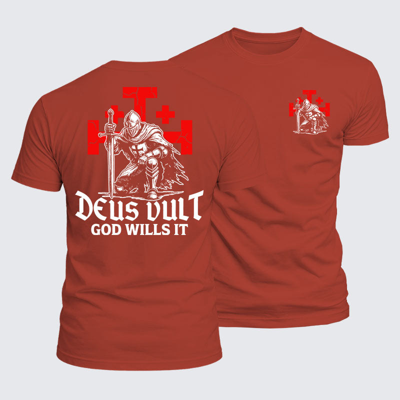 Luxe Mercerized Cotton Tee - Knights Templar Deus Vult Jerusalem Cross