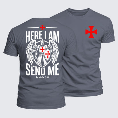 Luxe Mercerized Cotton Tee - Here I Am Send Me Knight Templar Crusader