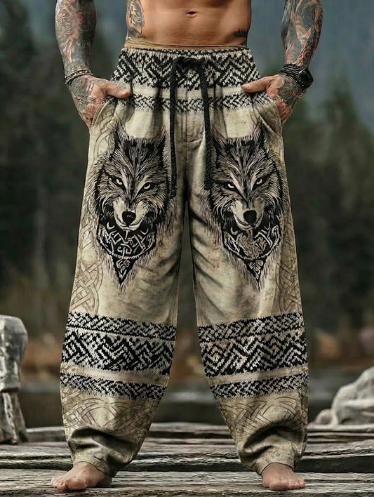 Men's Viking Fenrir Wolf Celtic Totem Nordic Retro Pants