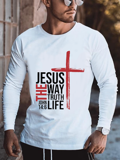 Jesus The Way Truth Life Cotton Long Sleeve T-Shirt