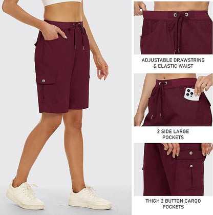 Women's 10" Hiking Cargo Shorts 6 Pockets Lightweight Quick Dry