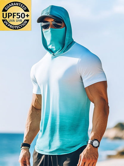 Men's Outdoor Sun Protection Breathable Cool Hooded Sun Protection Long-Sleeved Top