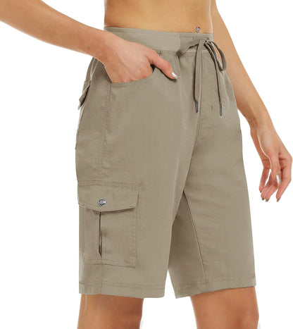 Women's 10" Hiking Cargo Shorts 6 Pockets Lightweight Quick Dry