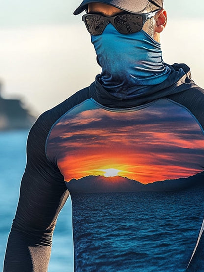 Men's Outdoor Sun Protection Breathable Cool Hooded Sun Protection Long Sleeve Top