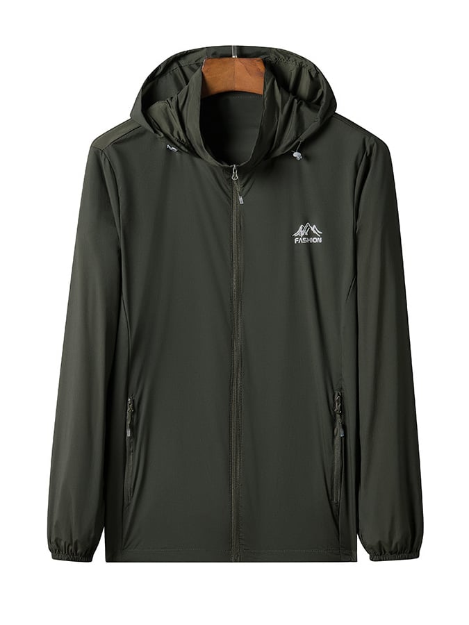 Men's Outdoor Sun Protection Breathable Cool Mask Hooded Sun Protection Long Sleeve Zipper Jacket