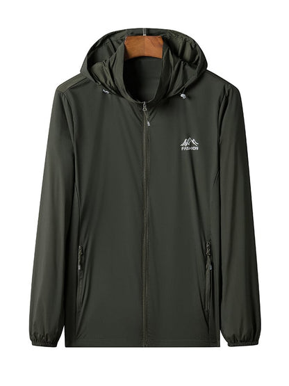 Men's Outdoor Sun Protection Breathable Cool Mask Hooded Sun Protection Long Sleeve Zipper Jacket