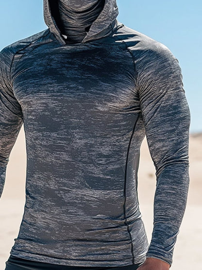 Men's Outdoor Sun Protection Breathable Cool Mask Hooded Sun Protection Long-Sleeved Top