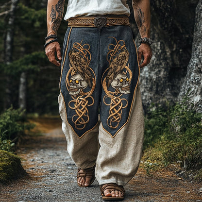 Men's Vintage Viking Skull Raven Celtic Art Pants