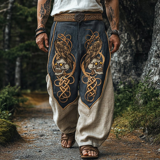 Men's Vintage Viking Skull Raven Celtic Art Pants