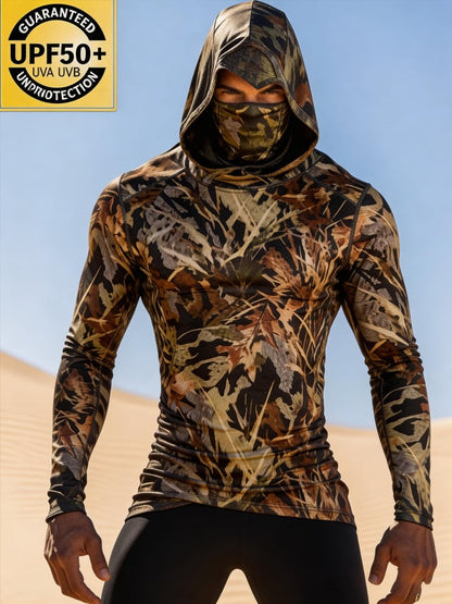 Men's Outdoor Sun Protection Breathable Cool Hooded Sun Protection Long-Sleeved Top