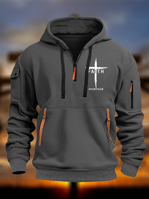 Faith Over Fear Cross Jesus God Christian Zipper Hoodies