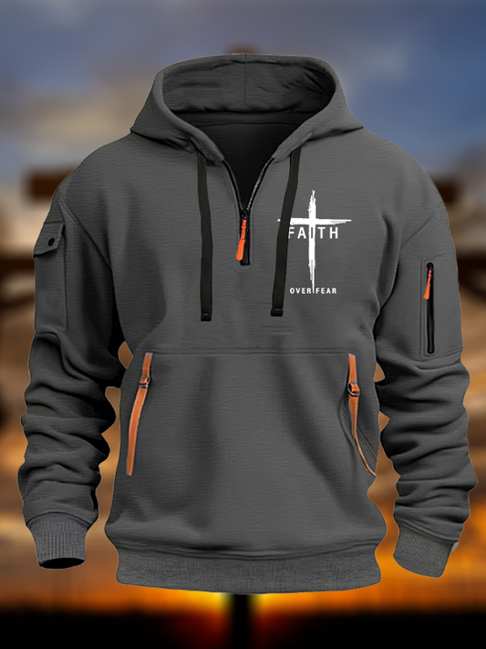 Faith Over Fear Cross Jesus God Christian Zipper Hoodies