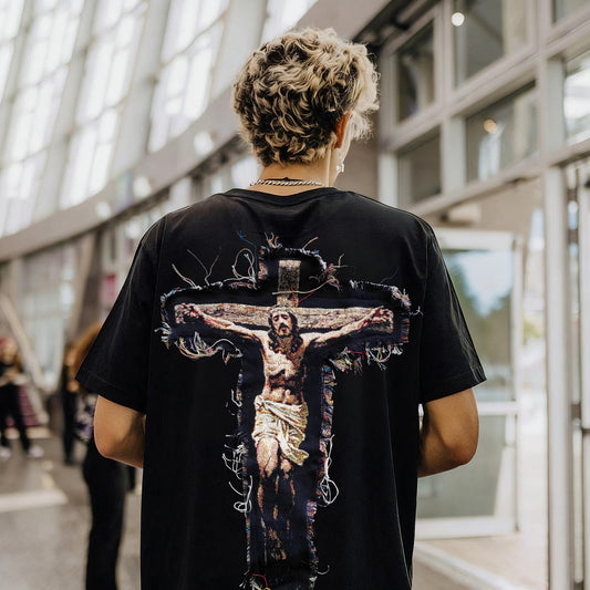 Jesus Christ Applique Printed Men's T-shirt