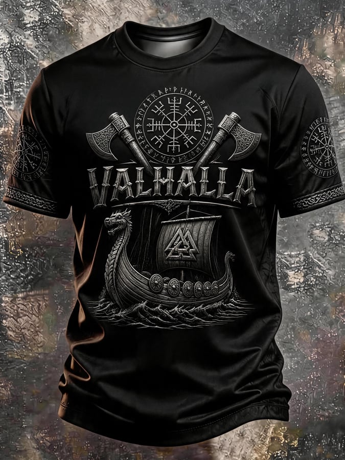 Men's Vintage Viking-Print T-Shirt