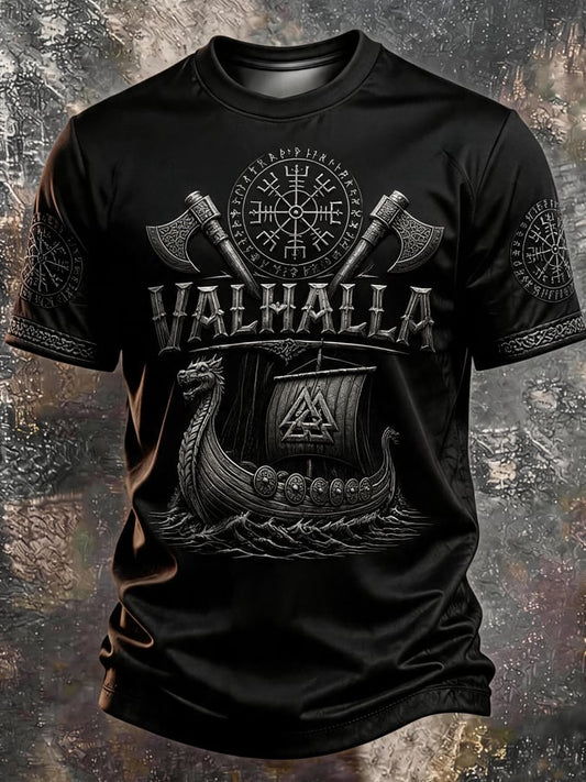 Men's Vintage Viking-Print T-Shirt