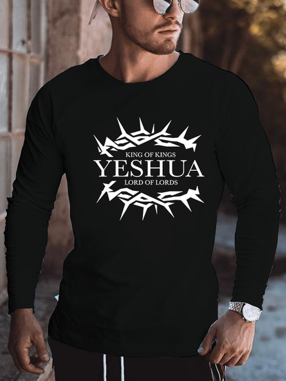 Yeshua Lord of Lord King of Kings Inspirational Cotton Long Sleeve T-Shirt