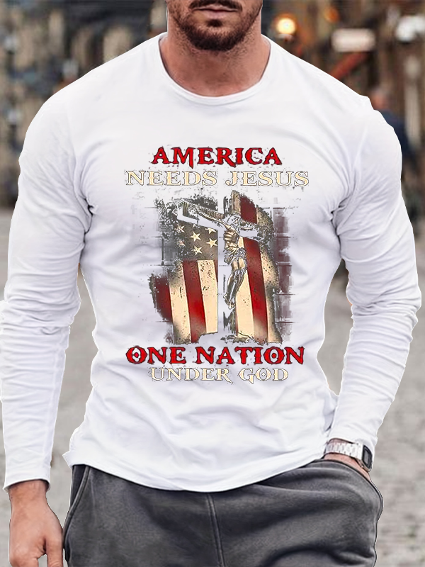 America Needs Jesus One Nation Under God Long Sleeve T-Shirt