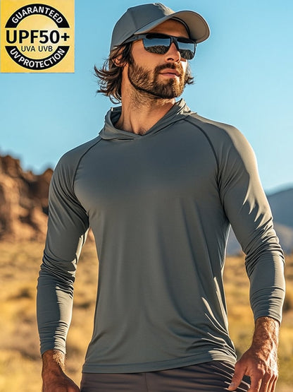 Men's Outdoor Sun Protection Cool Hooded Sun Protection Long Sleeve Top