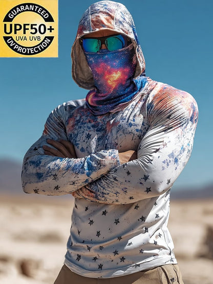Men's Outdoor Sun Protection Breathable Cool Hooded Sun Protection Long Sleeve Top