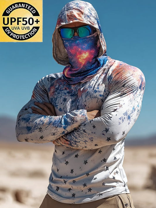 Men's Outdoor Sun Protection Breathable Cool Hooded Sun Protection Long Sleeve Top