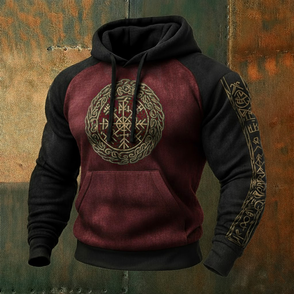 Nordic Viking Style Vegvísir Tree Of Life Casual Long-Sleeve Hoodie