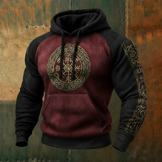Nordic Viking Style Vegvísir Tree Of Life Casual Long-Sleeve Hoodie