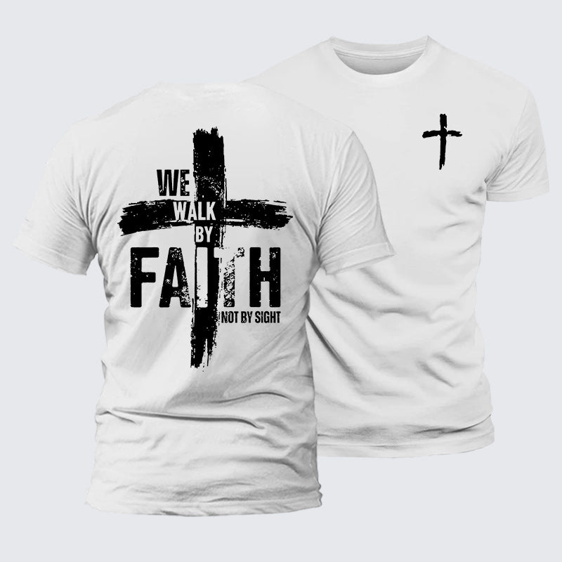 Luxe Mercerized Cotton Tee - We Walk By Faith Not By Sight