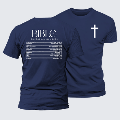 Luxe Mercerized Cotton Tee - Bible Emergency Numbers