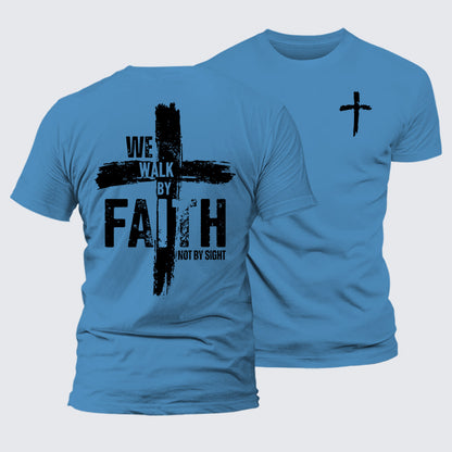 Luxe Mercerized Cotton Tee - We Walk By Faith Not By Sight