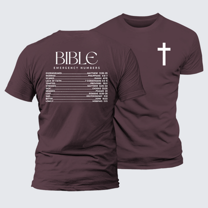 Luxe Mercerized Cotton Tee - Bible Emergency Numbers