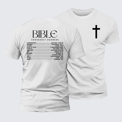 Luxe Mercerized Cotton Tee - Bible Emergency Numbers