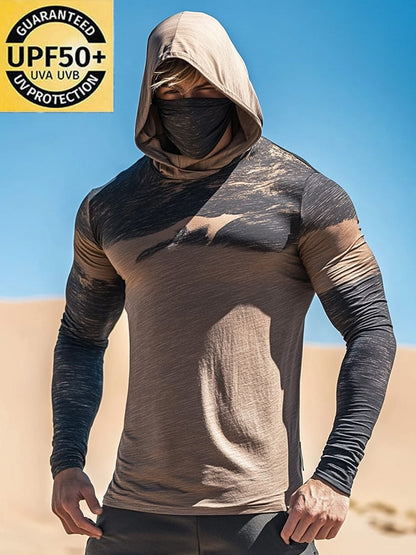 Men's Outdoor Sun Protection Cool Hooded Sun Protection Long Sleeve Top