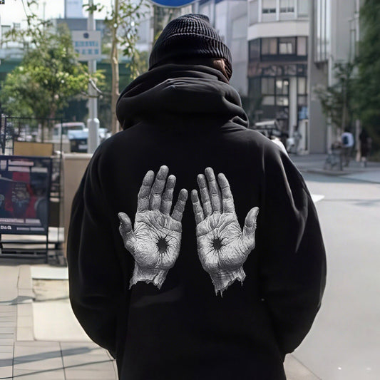 Hollow Hands Printed Men's Hoodie