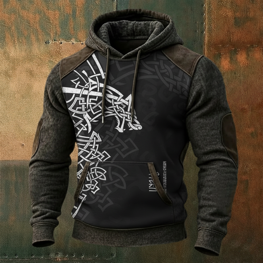 Nordic Viking Wolf Vegvísir Casual Long-Sleeve Hoodie