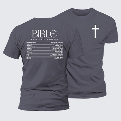 Luxe Mercerized Cotton Tee - Bible Emergency Numbers