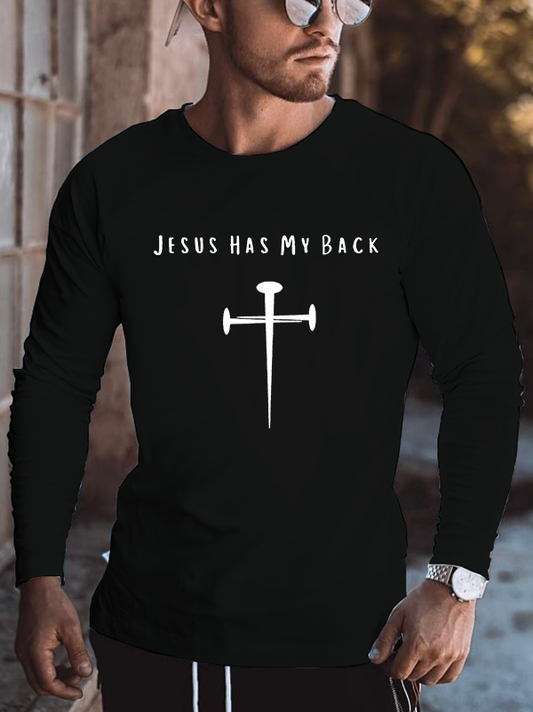 Jesus Has My Back Faith Cross Cotton Long Sleeve T-Shirt
