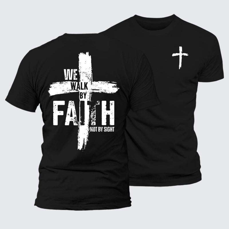 Luxe Mercerized Cotton Tee - We Walk By Faith Not By Sight
