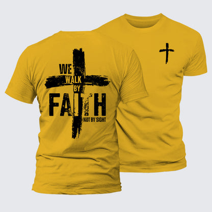 Luxe Mercerized Cotton Tee - We Walk By Faith Not By Sight