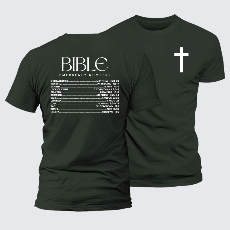 Luxe Mercerized Cotton Tee - Bible Emergency Numbers
