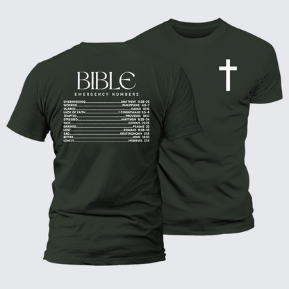 Luxe Mercerized Cotton Tee - Bible Emergency Numbers
