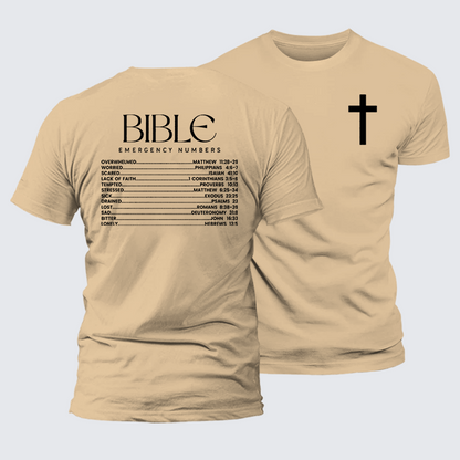 Luxe Mercerized Cotton Tee - Bible Emergency Numbers