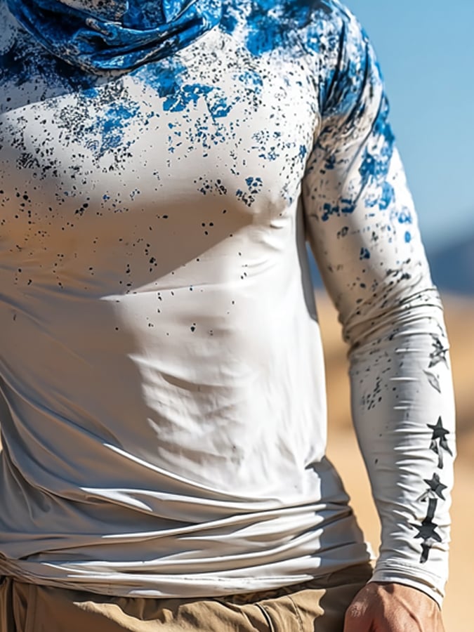 Men's Outdoor Sun Protection Breathable Cool Hooded Sun Protection Long Sleeve Top