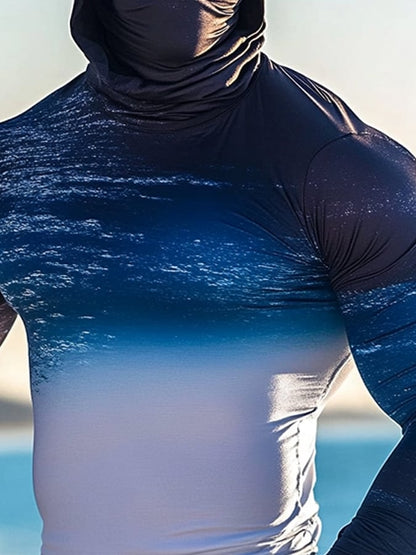 Men's Outdoor Sun Protection Breathable Cool Hooded Sun Protection Long-Sleeved Top