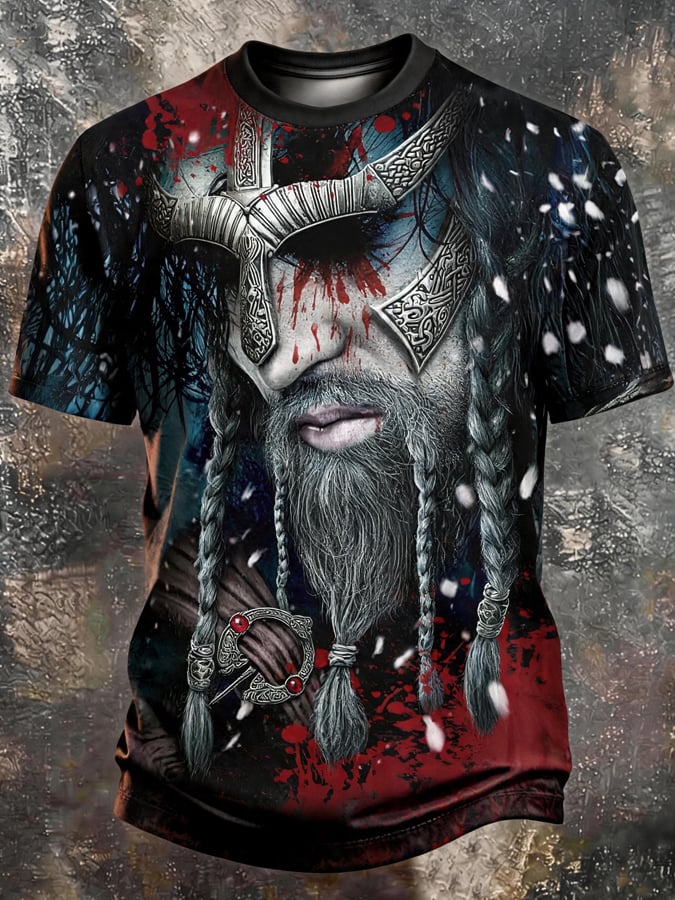 Men's Vintage Viking-Print T-Shirt