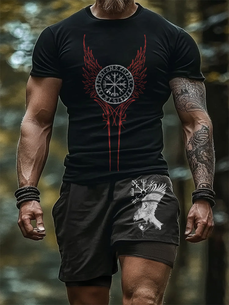 Viking Rune Compass Natural Element Totem Men's Short Sleeve