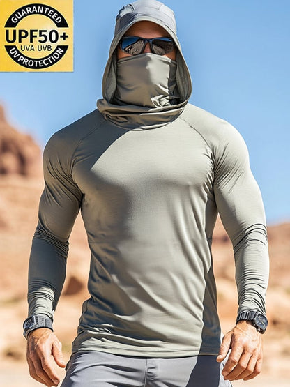 Men's Outdoor Sun Protection Breathable Cool Hooded Sun Protection Long Sleeve Top